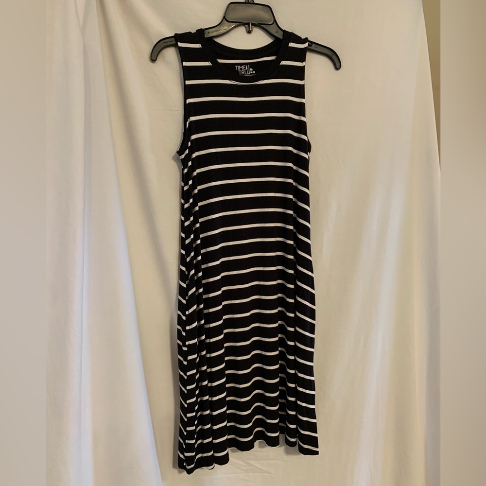 Time and Tru Navy and White Stripped Sundress Size M